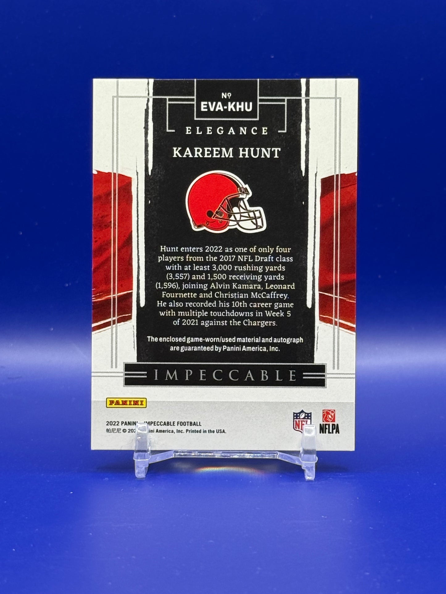 2022 Panini Impeccable Elegance Veteran Auto Kareem Hunt /35 #EVA-KHU