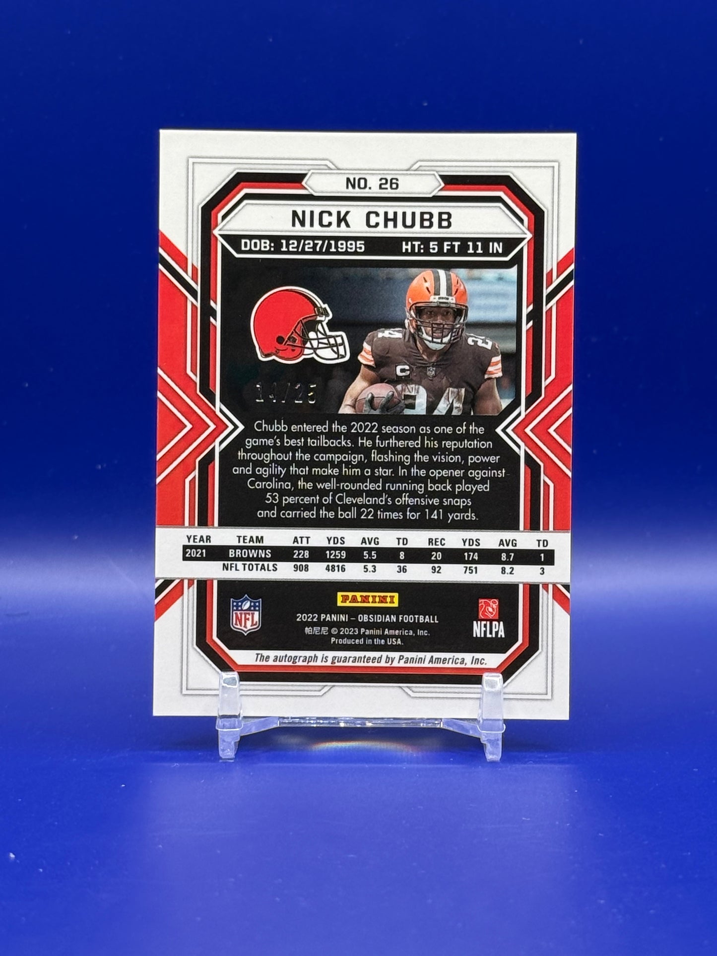 2022 Panini Obsidian Nick Chubb Auto /25 - #26