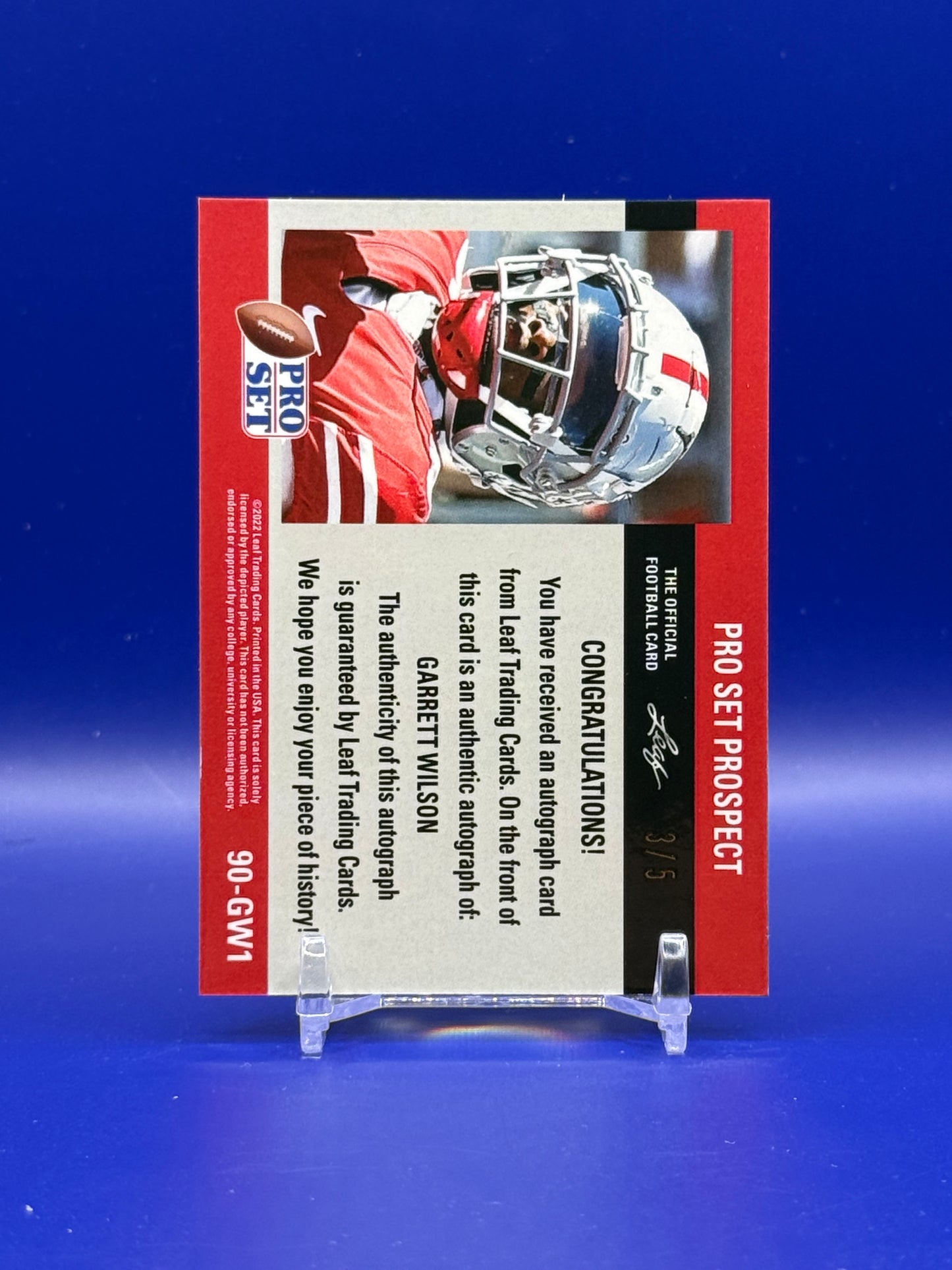 2022 Leaf Pro Set Prospect Garrett Wilson Auto /5 - #90-GW1