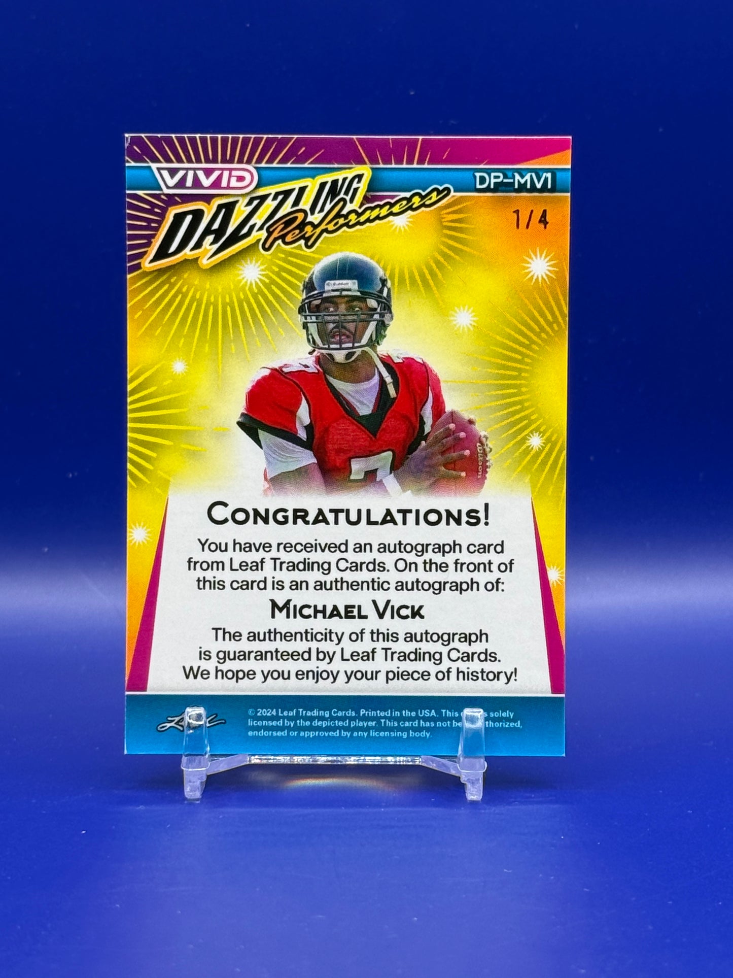 2024 Leaf Vivid Dazzling Performers Michael Vick Auto /4 - #DP-MV1