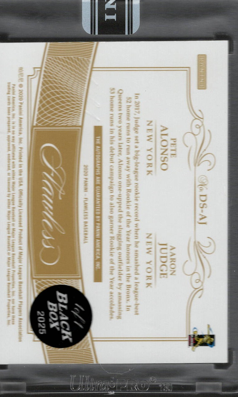 2020 Panini Flawless Black Box 1 of 1 Aaron Judge Pete Alonso #DS-AJ