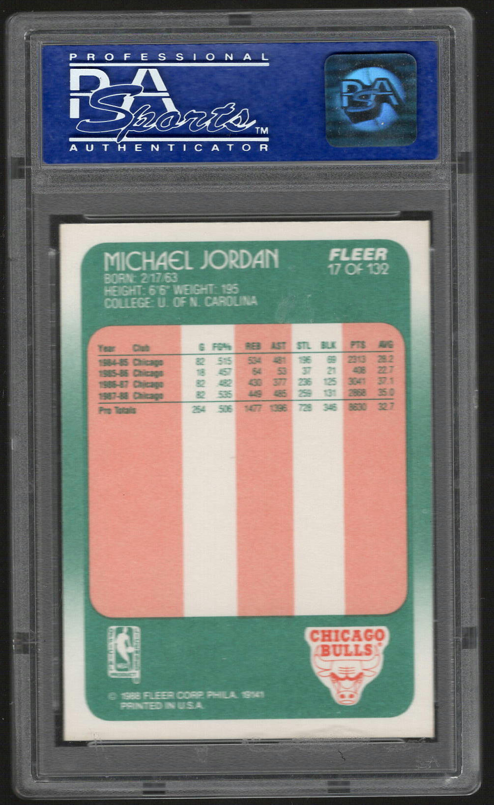 1988 Fleer Michael Jordan #17 PSA 9
