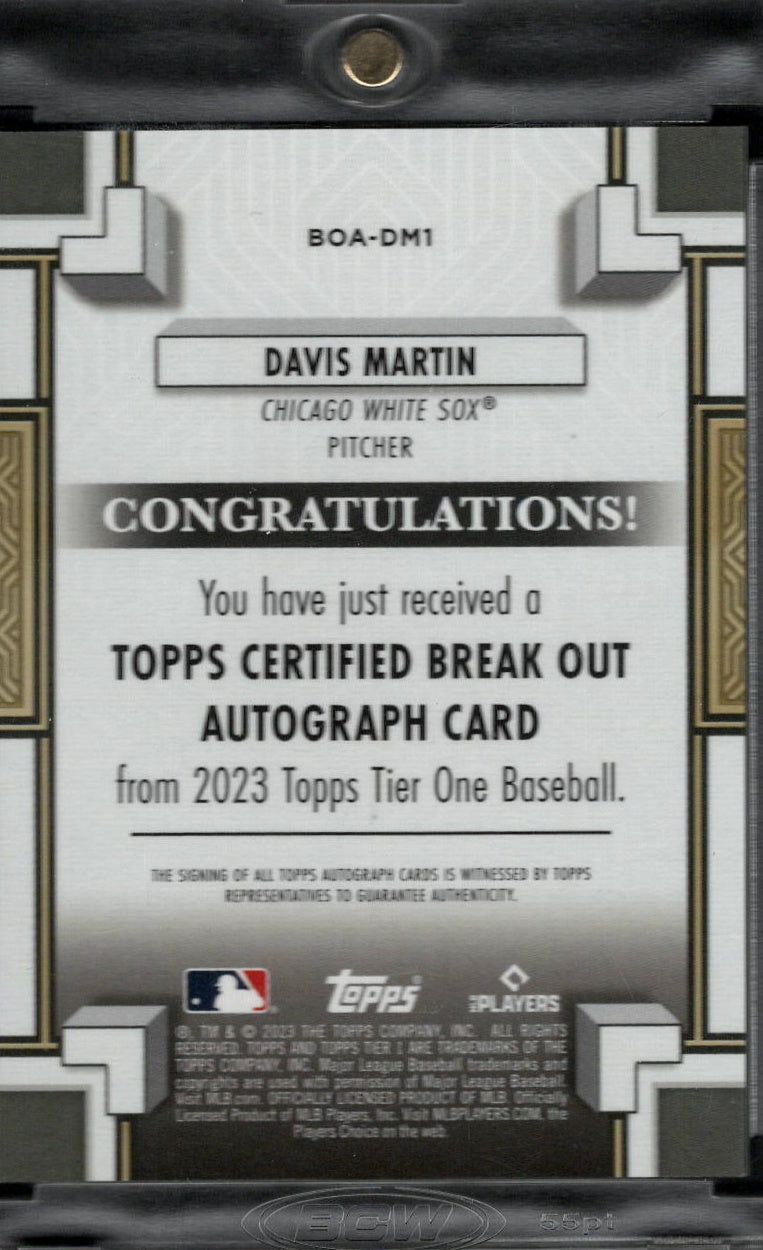 2023 Topps Tier One Davis Martin #BOA-DM1