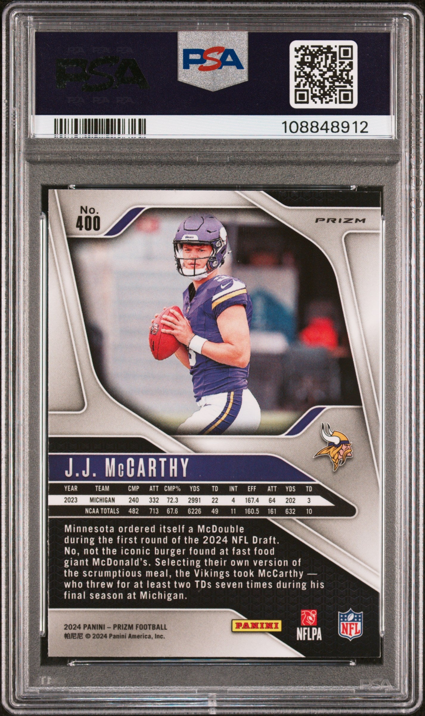 2024 Panini Prizm JJ Mccarthy #400 PSA 10