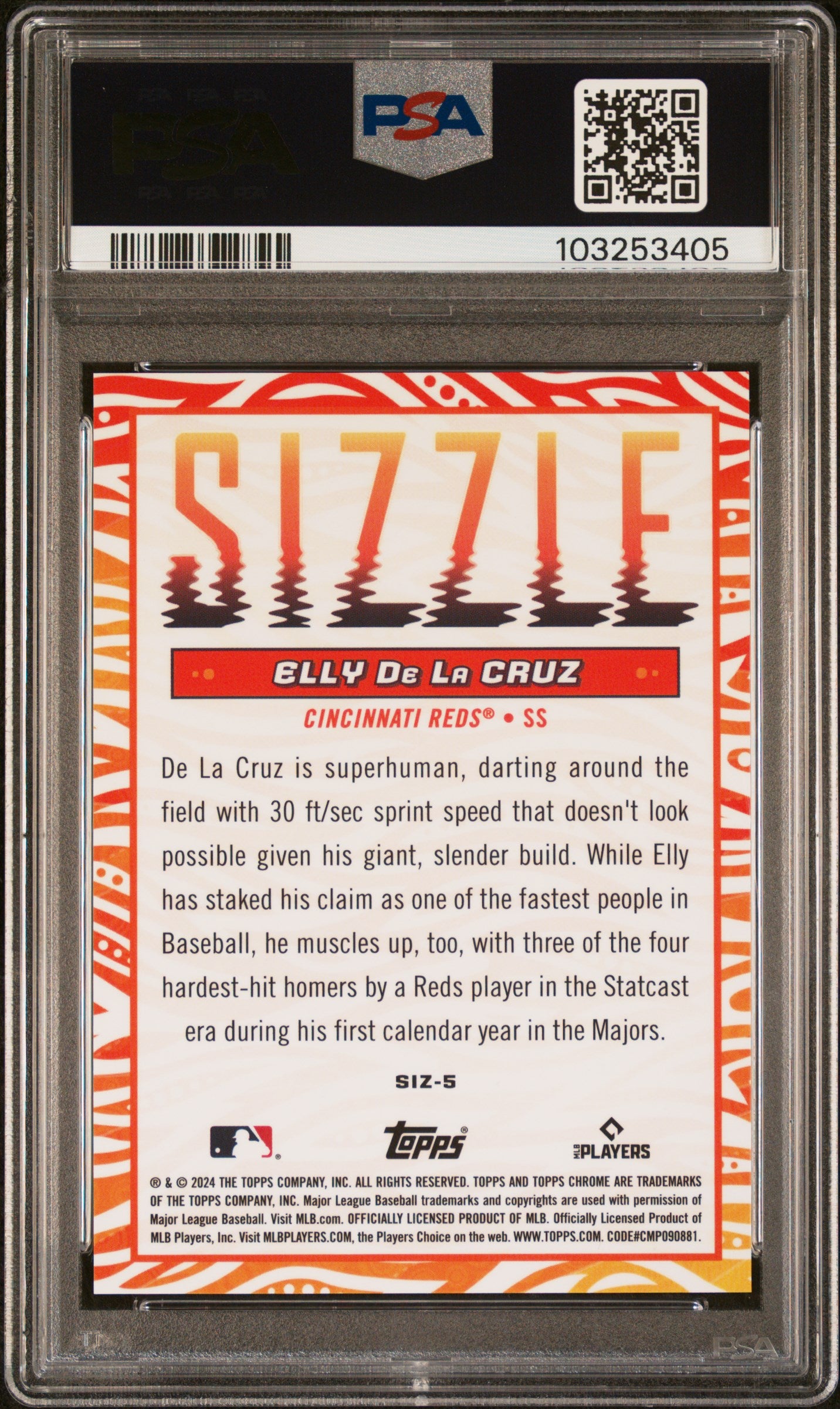 2024 Topps Chrome Update Sizzle Elly De La Cruz #SIZ5 PSA 10