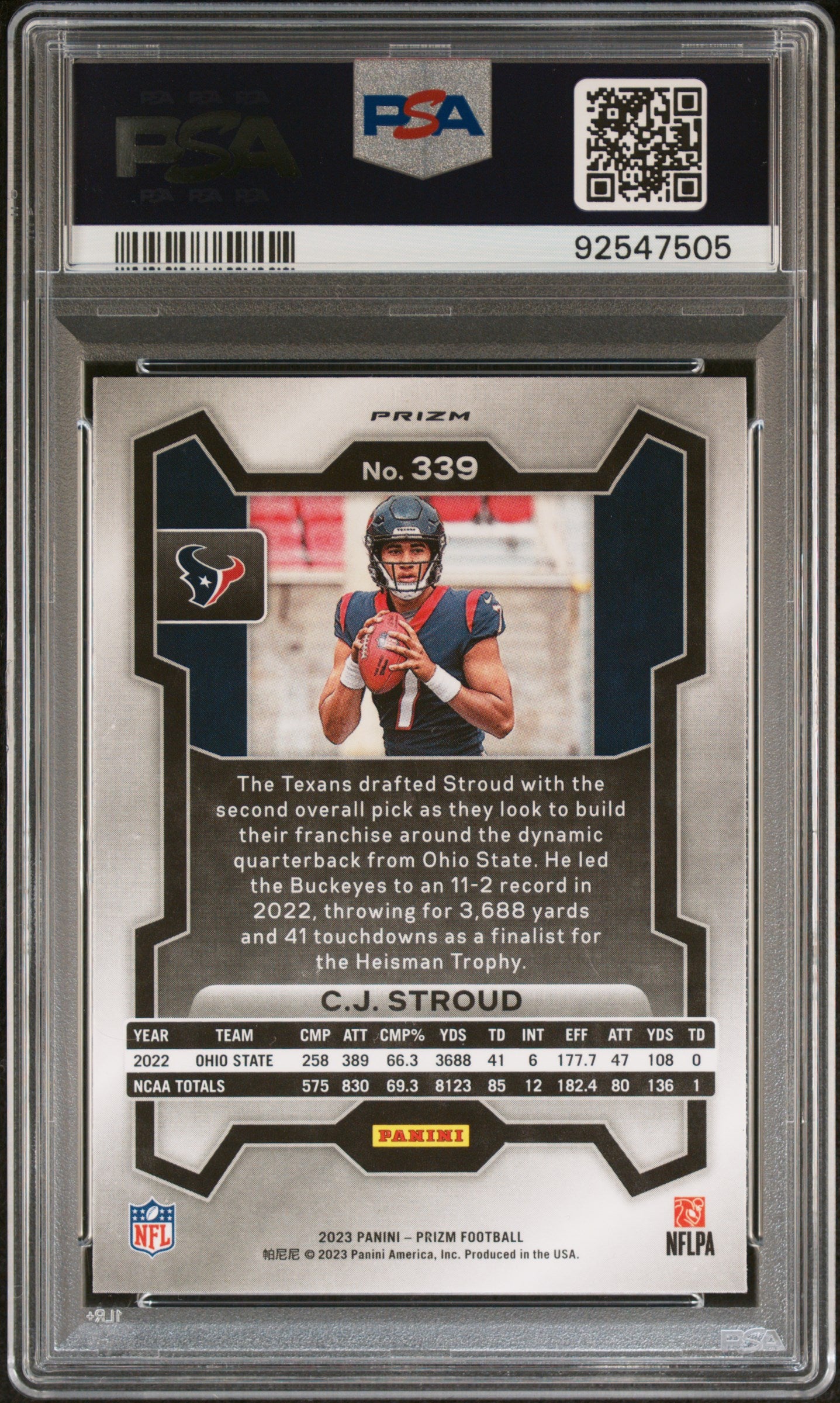 2023 Panini Prizm CJ Stroud #339 PSA 10