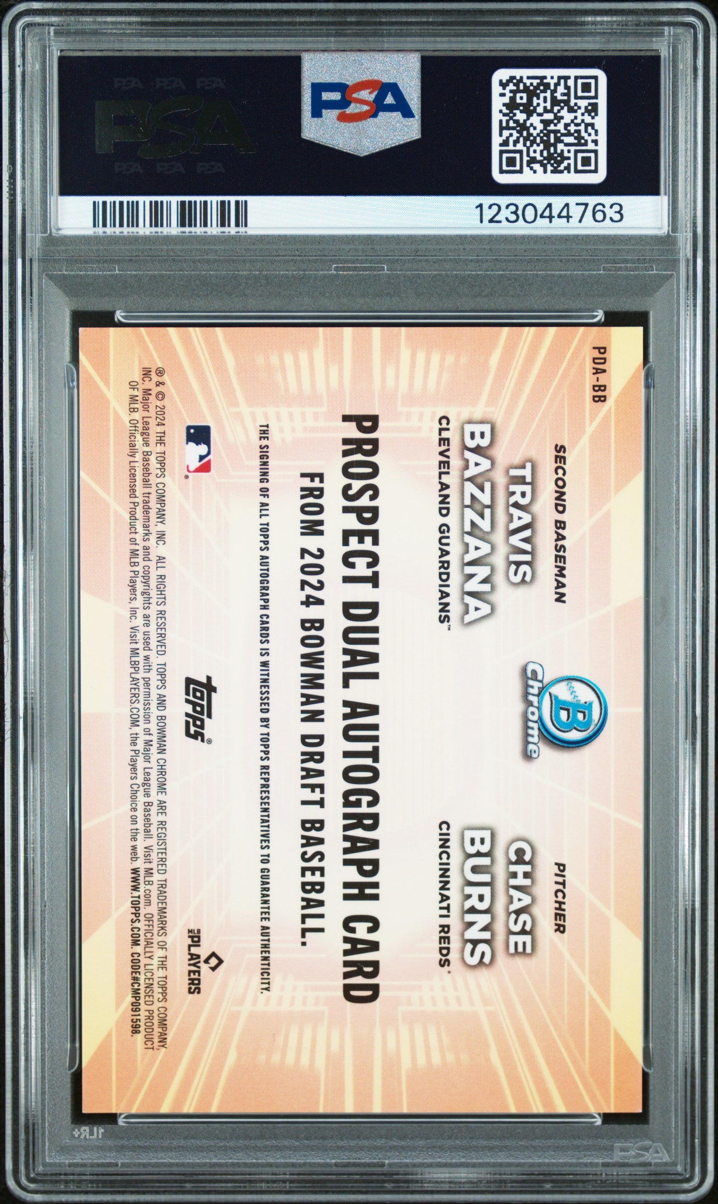 2024 Bowman Draft Travis Bazzana Chase Burns #PDABB PSA 9