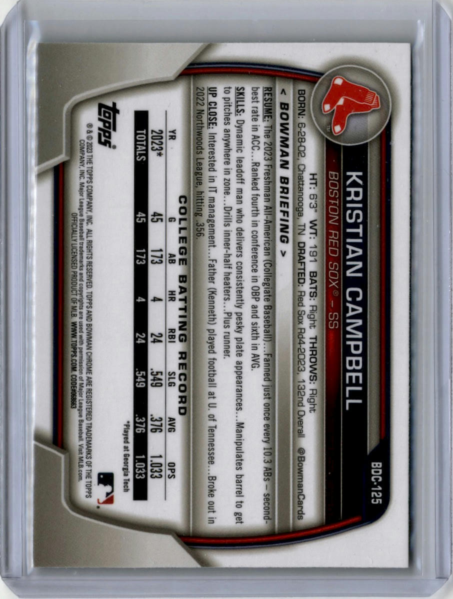 2023 Bowman Chrome Kristian Campbell Lunar Glow #BDC-215