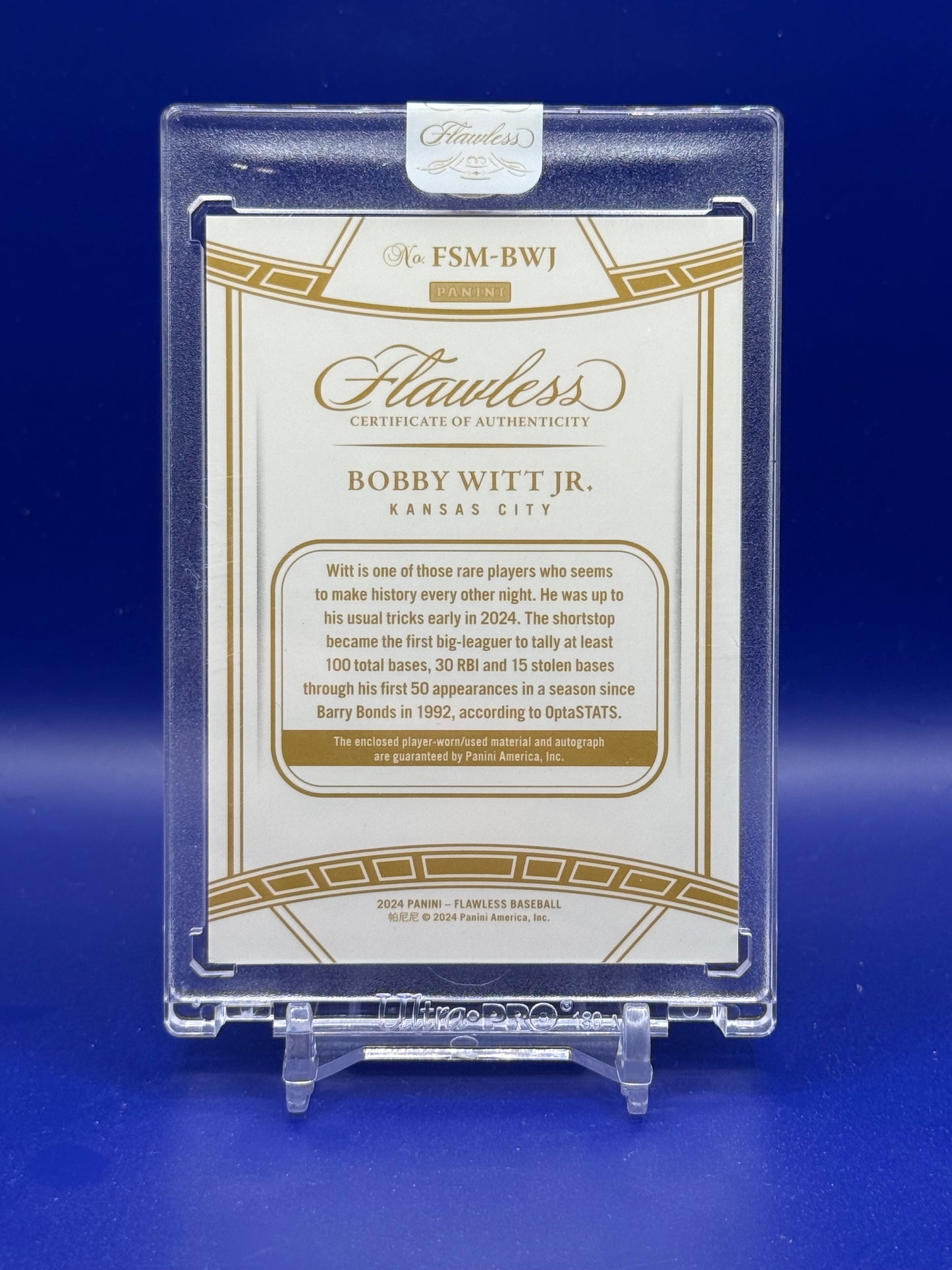 2024 Panini Flawless Bobby Witt Jr. Patch Auto /5 #FSM-BWJ