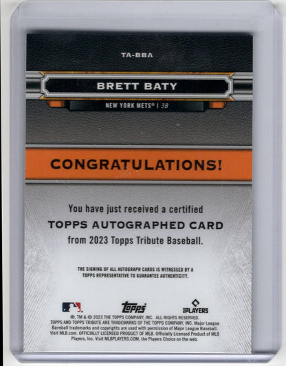 2023 Topps Tribute Brett Baty #TA-BBA