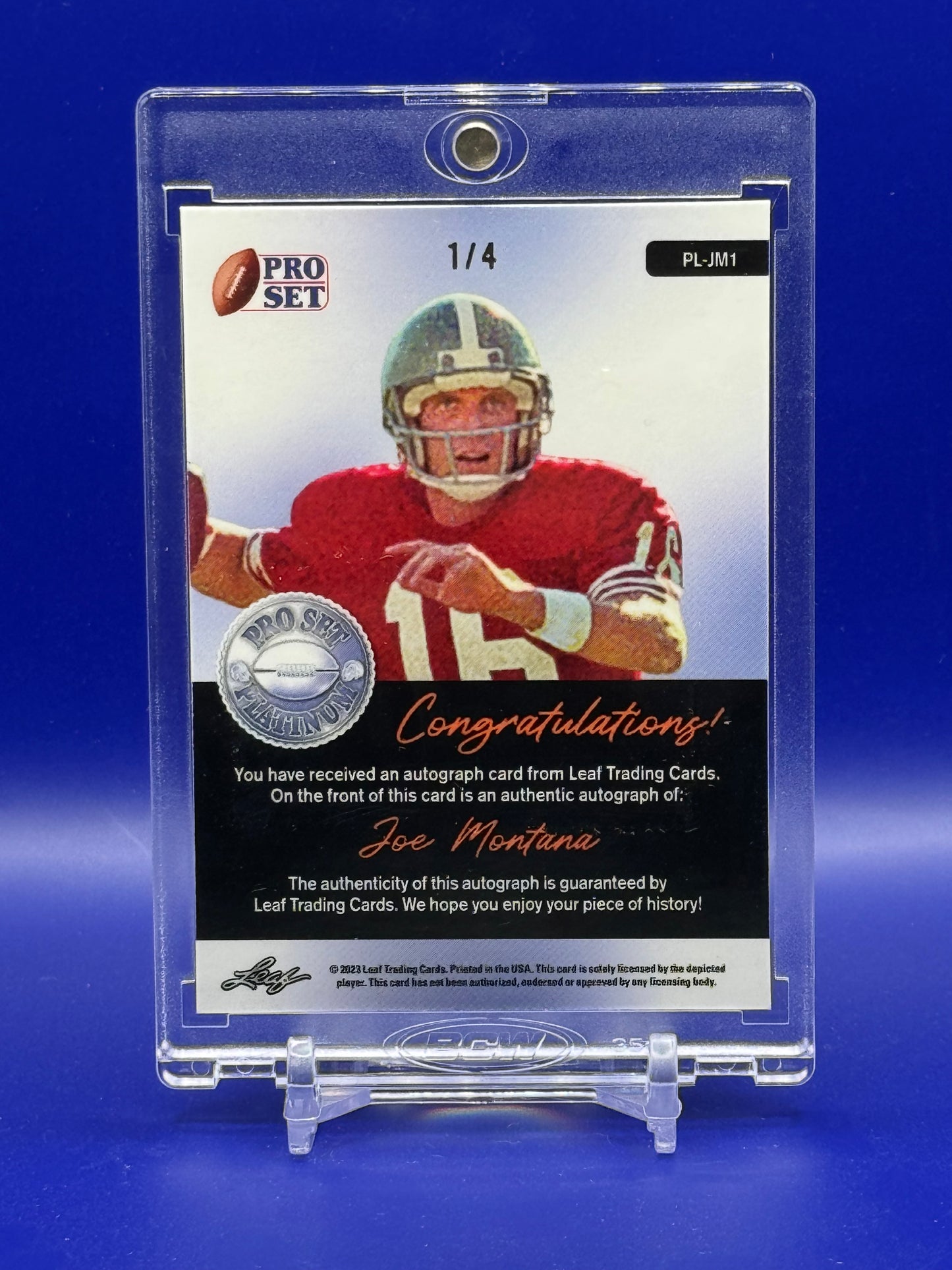 2023 Leaf ProSet Metal Joe Montana #PL-JM1