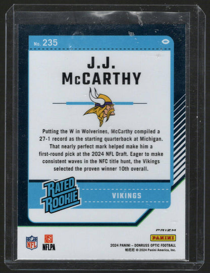 2024 Panini Donruss Optic Prizm J.J. McCarthy #235