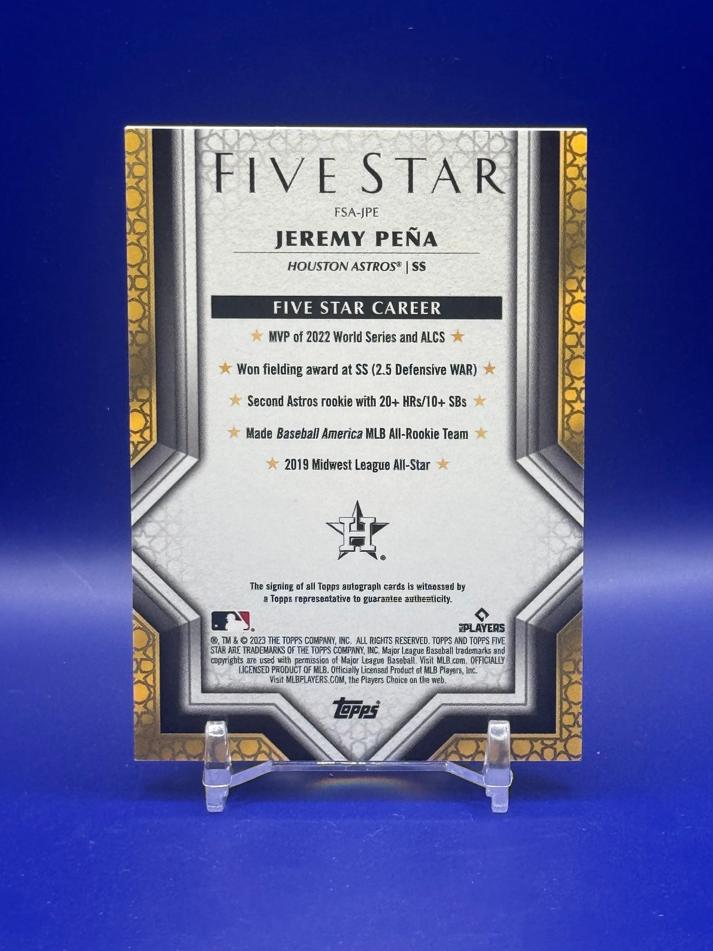 2023 Topps Five Star Jeremy Peña #FSA-JPE