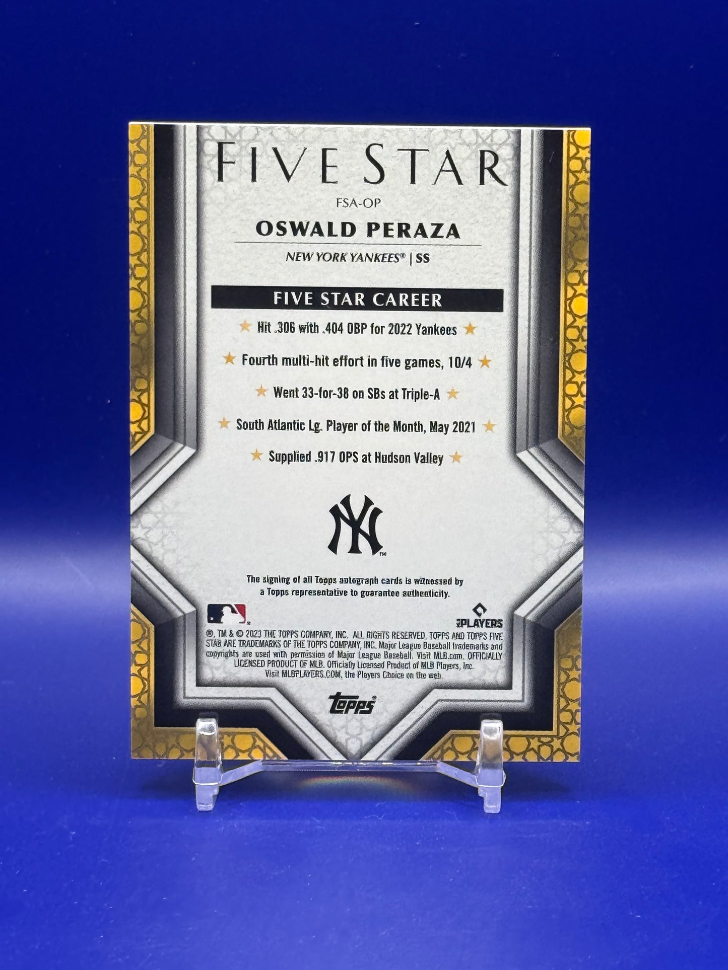 2023 Topps Five Star Oswald Peraza #FSA-OP