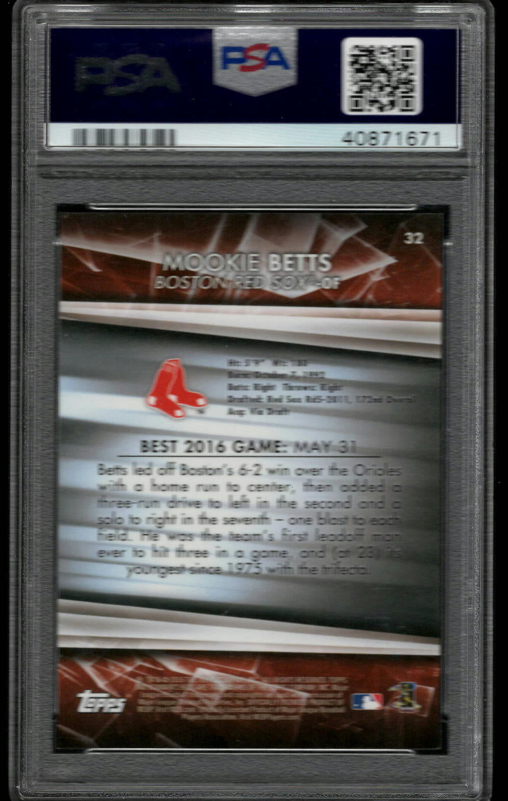2016 Bowman's Best Mookie Betts #32 PSA 10