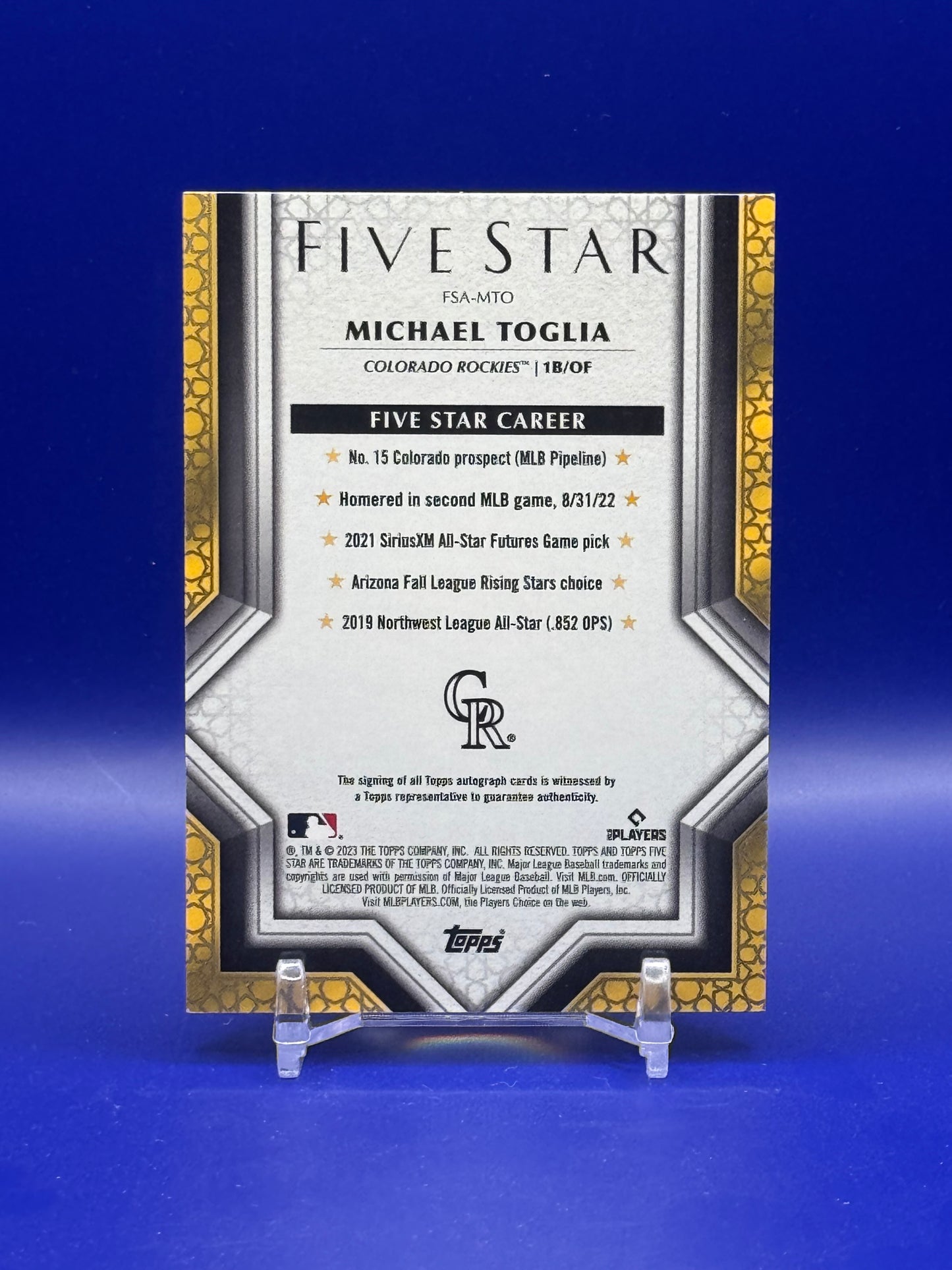 2023 Topps Five Star Michael Toglia #FSA-MTO