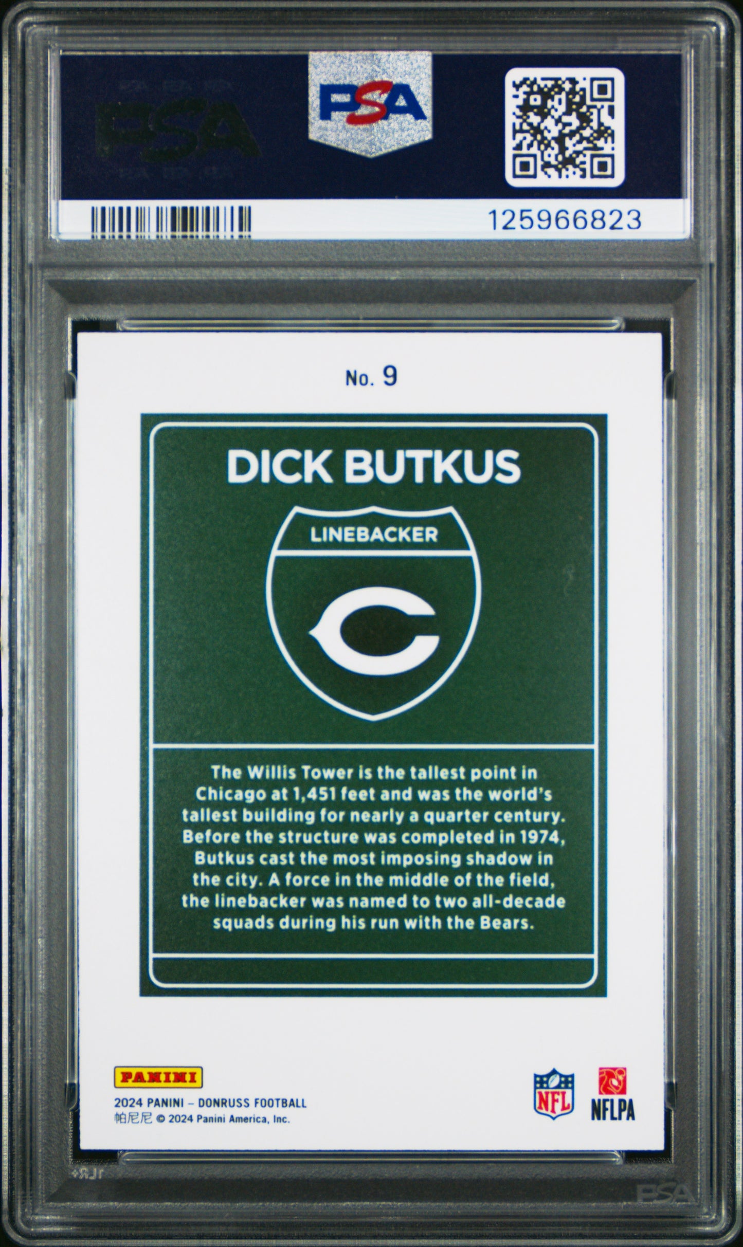 2024 Panini Donruss Downtown! Dick Butkus #9 PSA 9