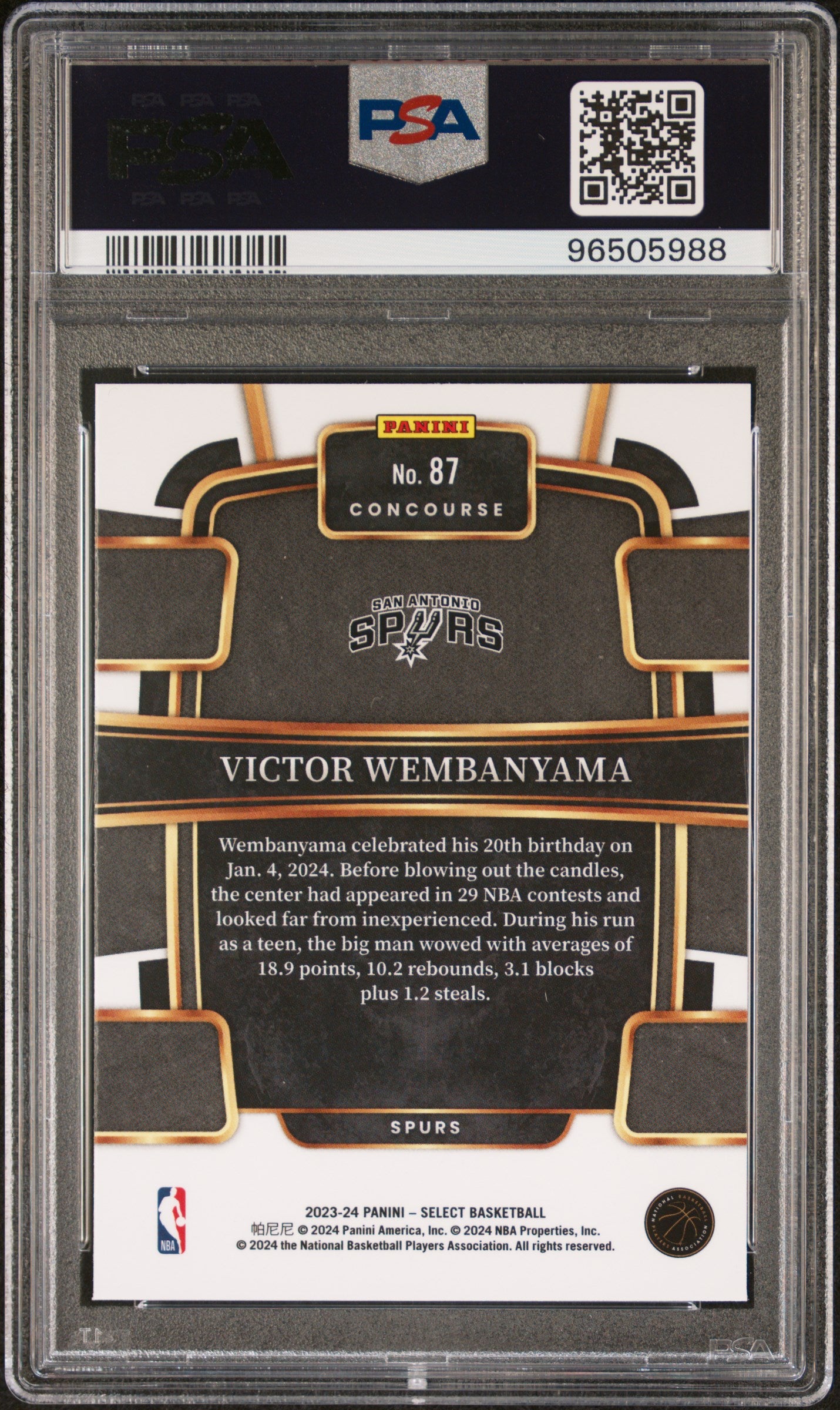 2023 Panini Select Victor Wembanyama #87 PSA 10