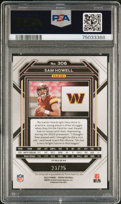2022 Panini Prizm Sam Howell #306 PSA 10