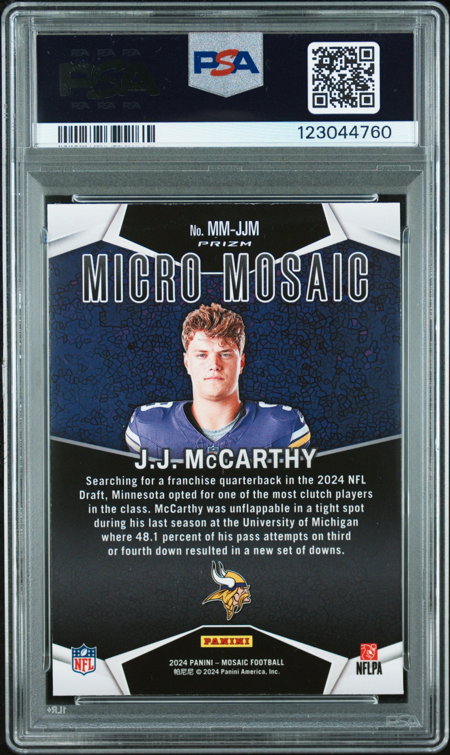 2024 Panini Mosaic JJ Mccarthy #MMJJM PSA 9