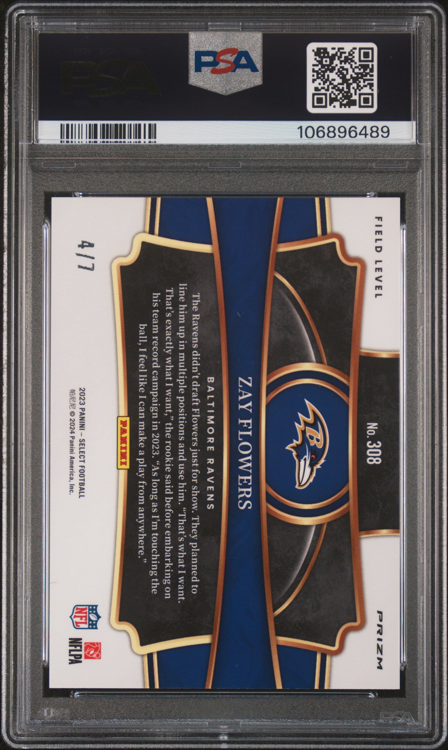 2023 Panini Select Zay Flowers #308 PSA 10
