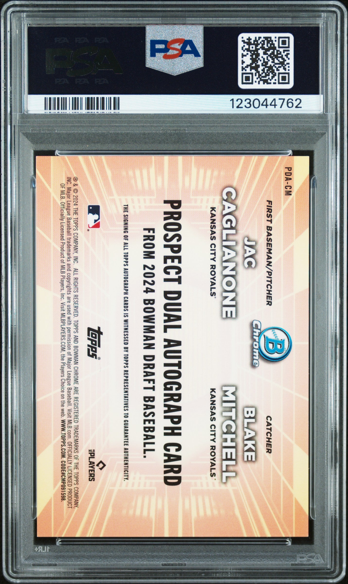 2024 Bowman Draft Jac Caglianone Blake Mitchell #PDACM PSA 10