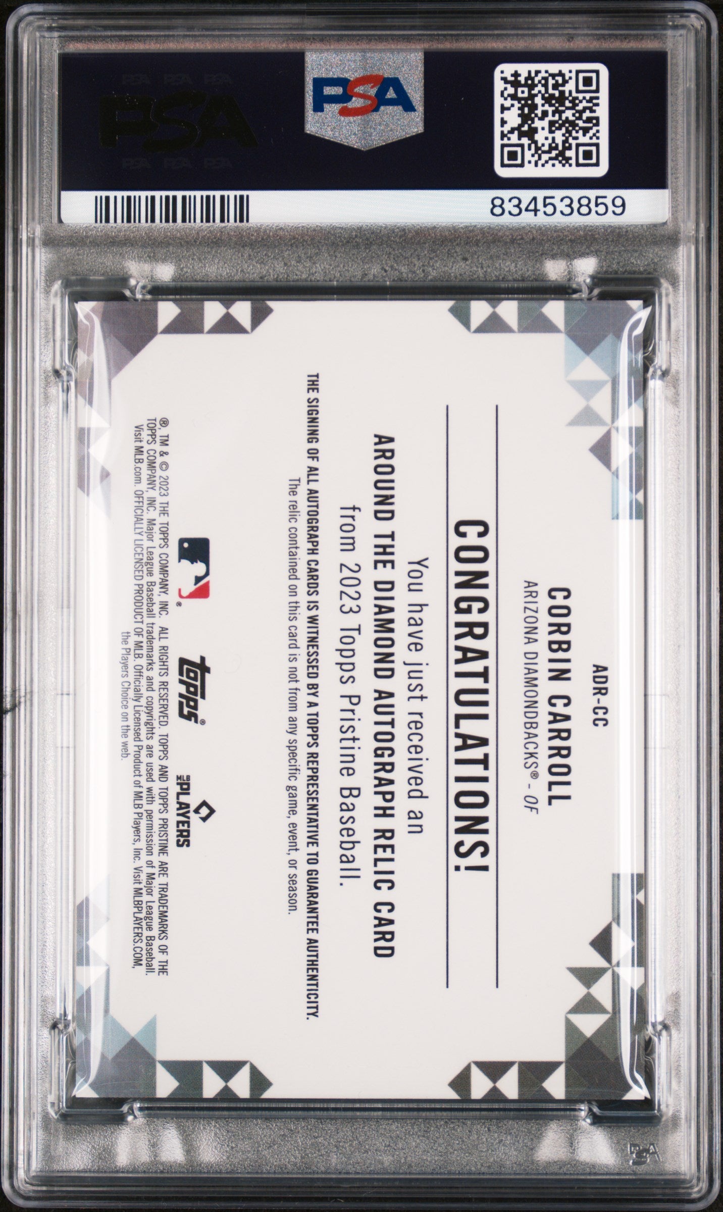 2023 Topps Pristine Corbin Carroll #ADRCC PSA 10