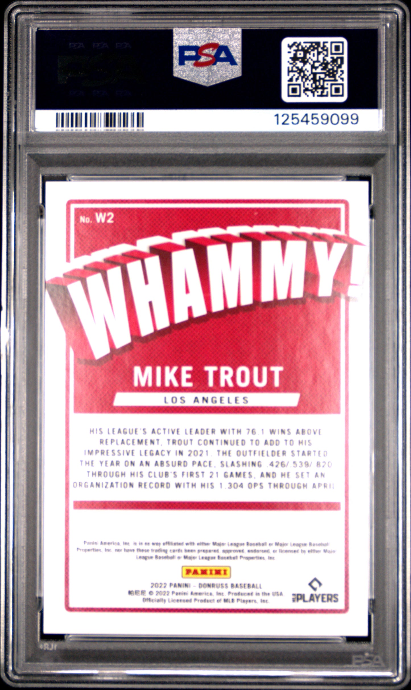 2022 Panini Donruss Whammy! Mike Trout #W2 PSA 10 - Case Hit