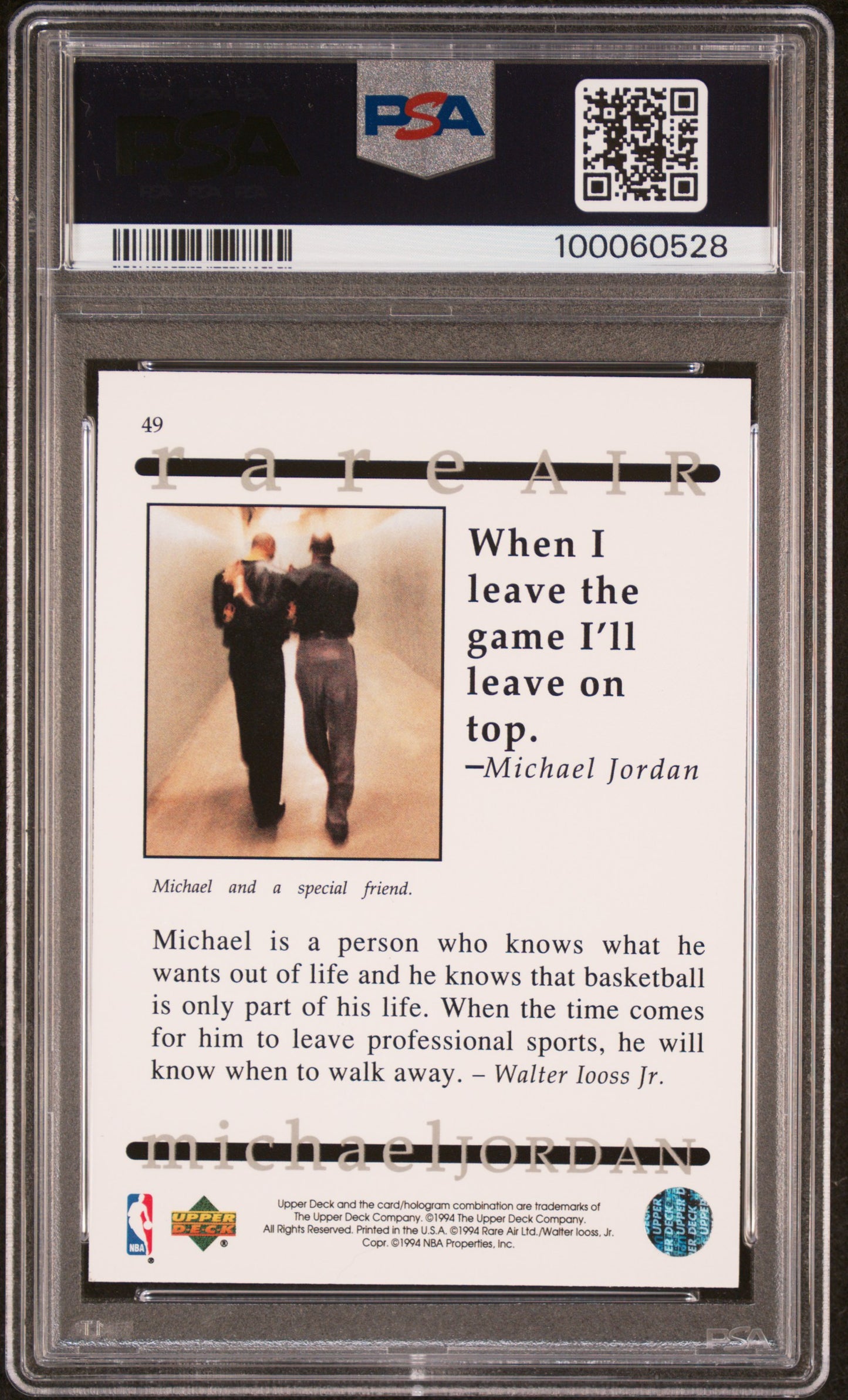 1994 Upper Deck MJ Rare Air Michael Jordan #49 PSA 9