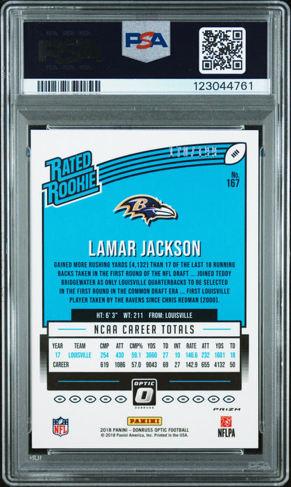 2018 Panini Donruss Optic Lamar Jackson #167 PSA 9