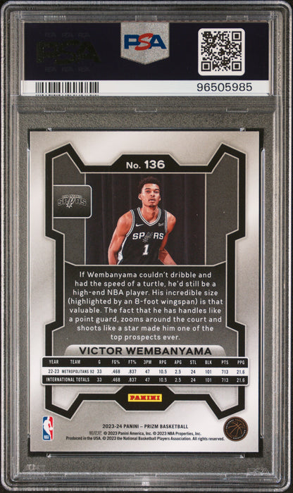 2023 Panini Prizm Victor Wembanyama #136 PSA 9