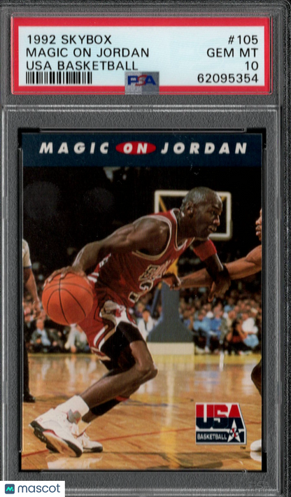 1992 Skybox Usa Basketball Magic On Jordan #105 PSA 10