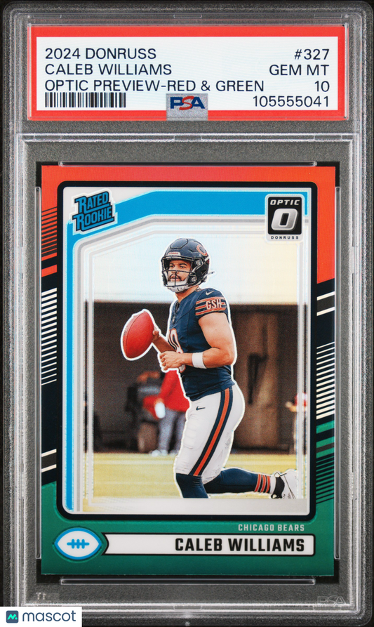 2024 Panini Donruss Caleb Williams RC - Red & Green #327 PSA 10