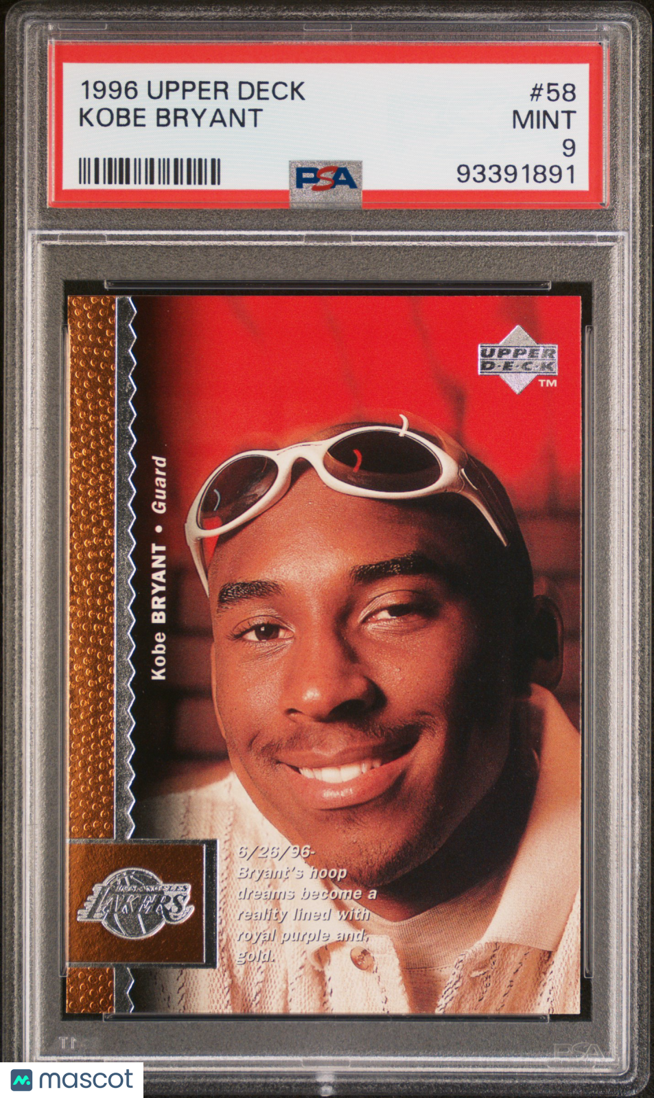 1996 Upper Deck Kobe Bryant #58 PSA 9