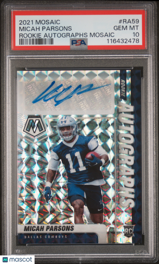 2021 Panini Mosaic Rookie Autographs Micah Parsons #RA59 PSA 10