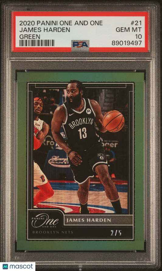 2020 Panini One And One James Harden /5 - Green #21 PSA 10
