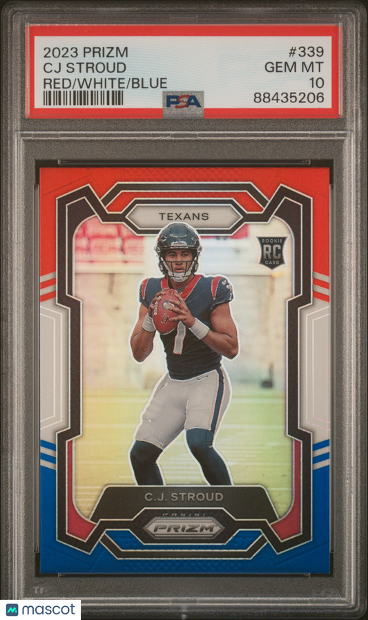 2023 Panini Prizm CJ Stroud Red, White, & Blue #339 PSA 10