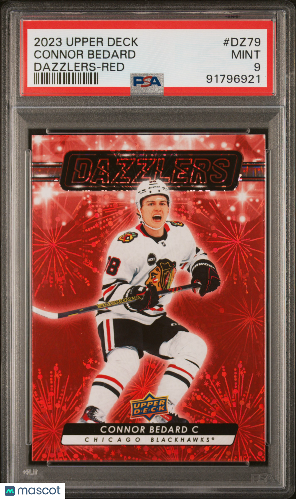2023 Upper Deck Dazzlers Connor Bedard Red #DZ79 PSA 9 - Color Match
