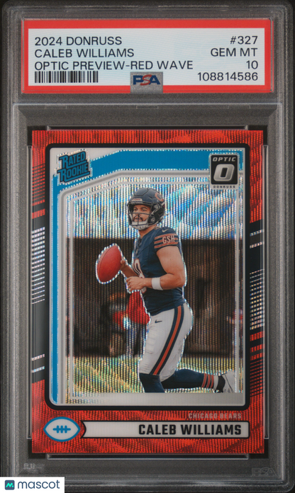 2024 Panini Donruss Caleb Williams RC - Red Wave #327 PSA 10