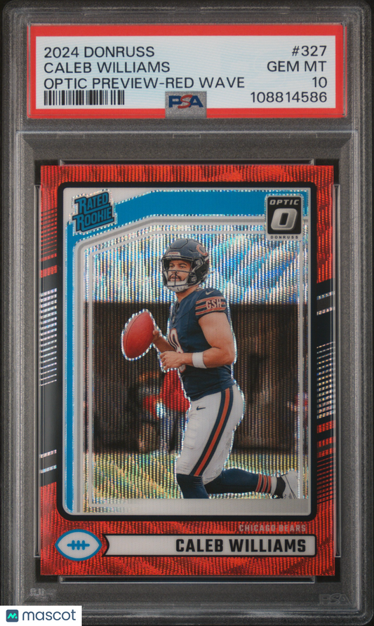 2024 Panini Donruss Caleb Williams RC - Red Wave #327 PSA 10